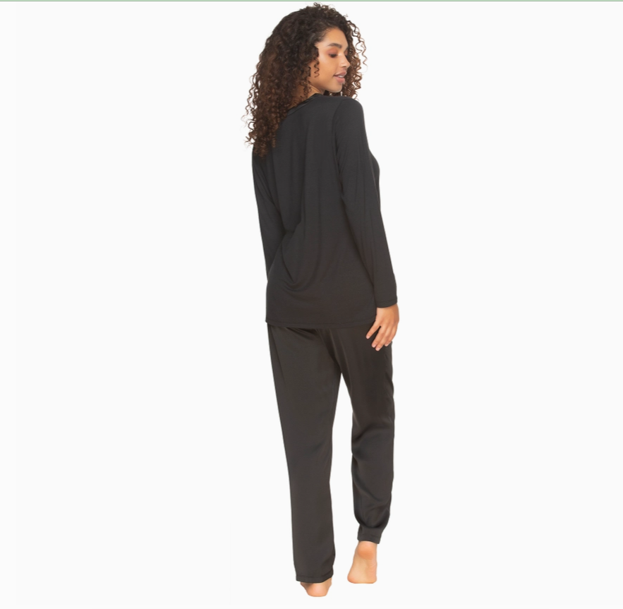 Elysees Long Sleeve Knot Top & Satin Lounge Set